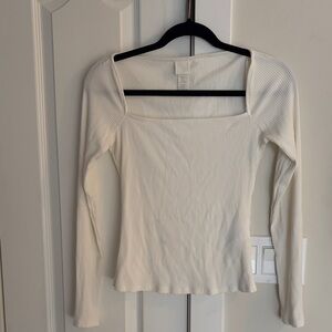 H&M Cream Ribbed Women's Top